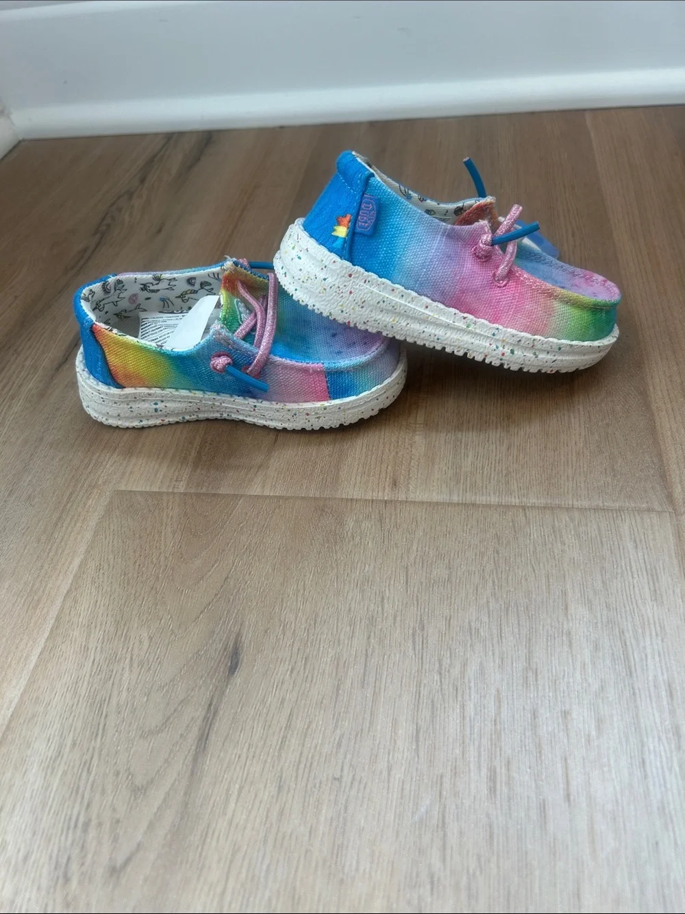 Hey Dude Kids Rainbow Tie-Dye Canvas Slip-On Shoes